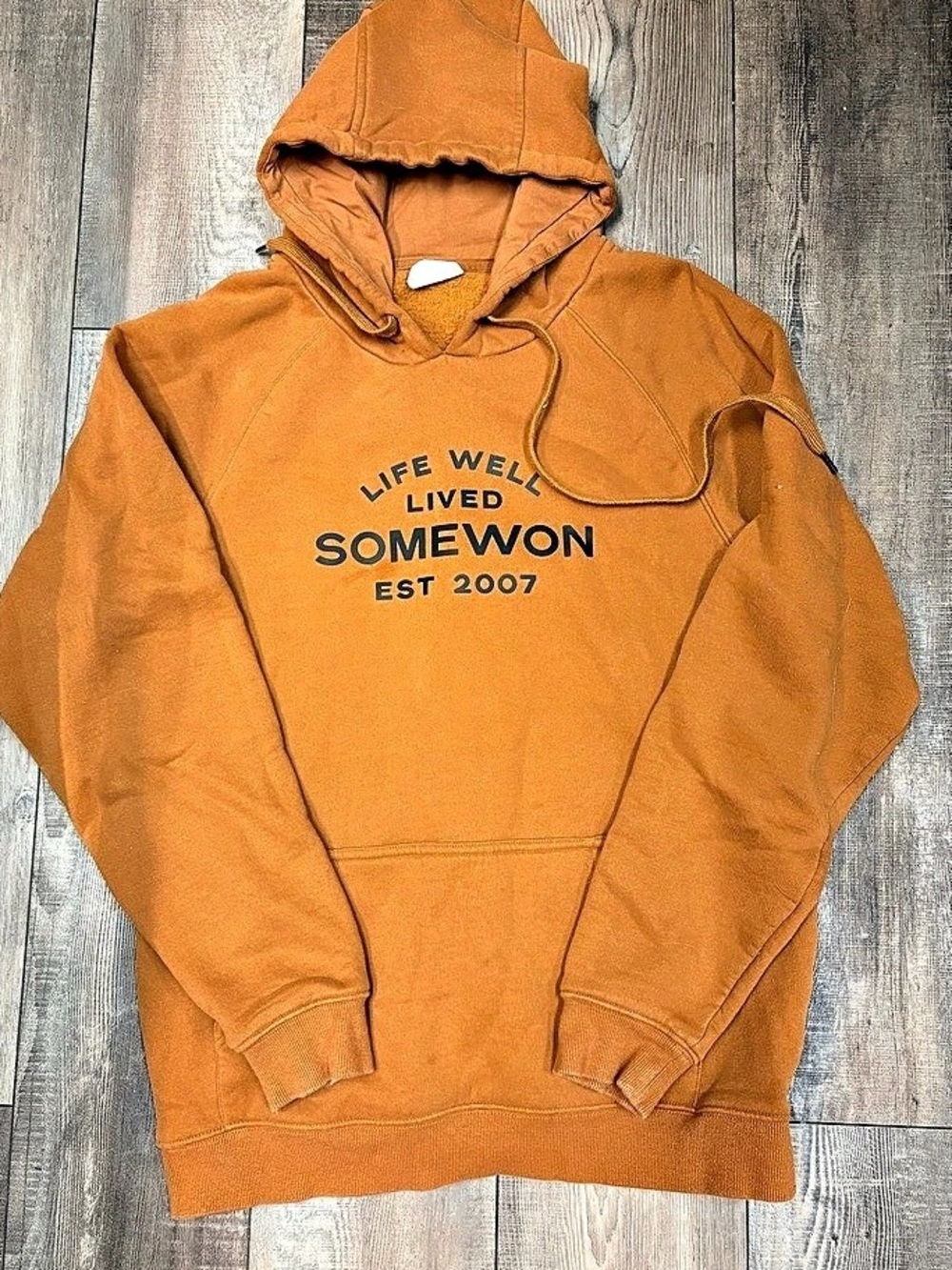 Somewon Life Well Lived Graphic Hoodie Orange Large Unisex